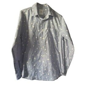 Uniform Experiment Star Print Oxford Button-Down Shirt Size 2 - Blue/White